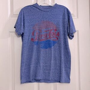 🌸3/$25 Pepsi Cola Screen Print Men’s Crew Neck T-Shirt, Blue and Red, Size S